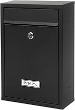 Verda SN3664-2 Letterbox with Name Plate and Large Letter Slot, Postbox 32 x 21 x 8 cm, Designer Wall Letterbox, 2 x Keys, Black