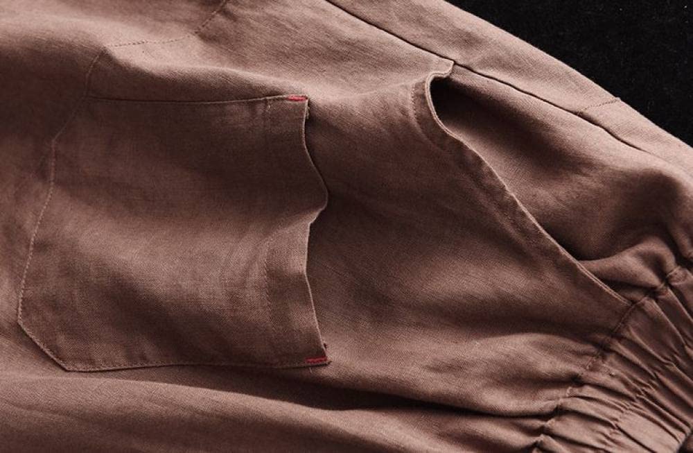 Röcke Damen,Midi-Rock Für Damen, Khaki, Elastische Taille, Retro-Leinen-Faltennähte, Rock Mit Tasche, A-Linie, Gerüscht, Einfarbig, Lässig, Langer Rock Für Mädchen, Damen, M
