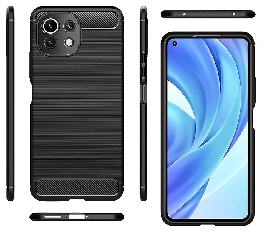 Image of Hybrid Carbon Fiber Back Case for Xiaomi 11 Lite NE 5G / Mi 11 Lite 5G (Black)