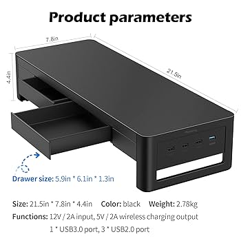 【スタイル:バージョン_サイズ:Large】Meatanty 引き出し モニ Amazon.com: meatanty 2 in 1 Monitor Stand Riser with 2