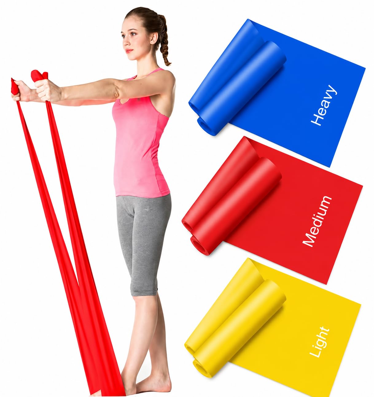 Resistance Bands Set [Set of 3] 1.5M/4.9ft Skin-Friendly Exercise Bands with 3 Resistance Levels,Workout Bands Set for Women Men,Ideal for Yoga,Gym,Fitness (MULTI-COLOR)) ((SET OF 3 (MULTI-COLOR))