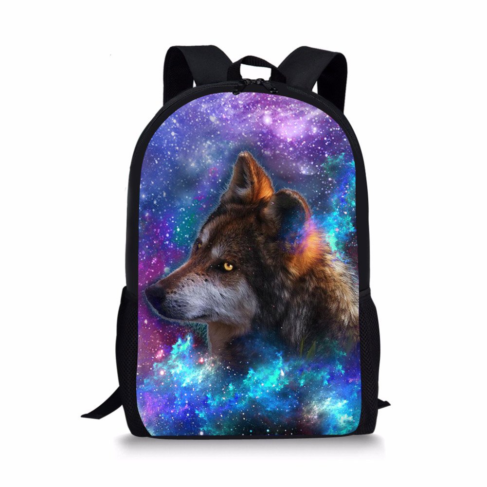 chaqlin Teenager Boys Schoolbag Animal Wolf Backapck Knapsack Satchel Daypack