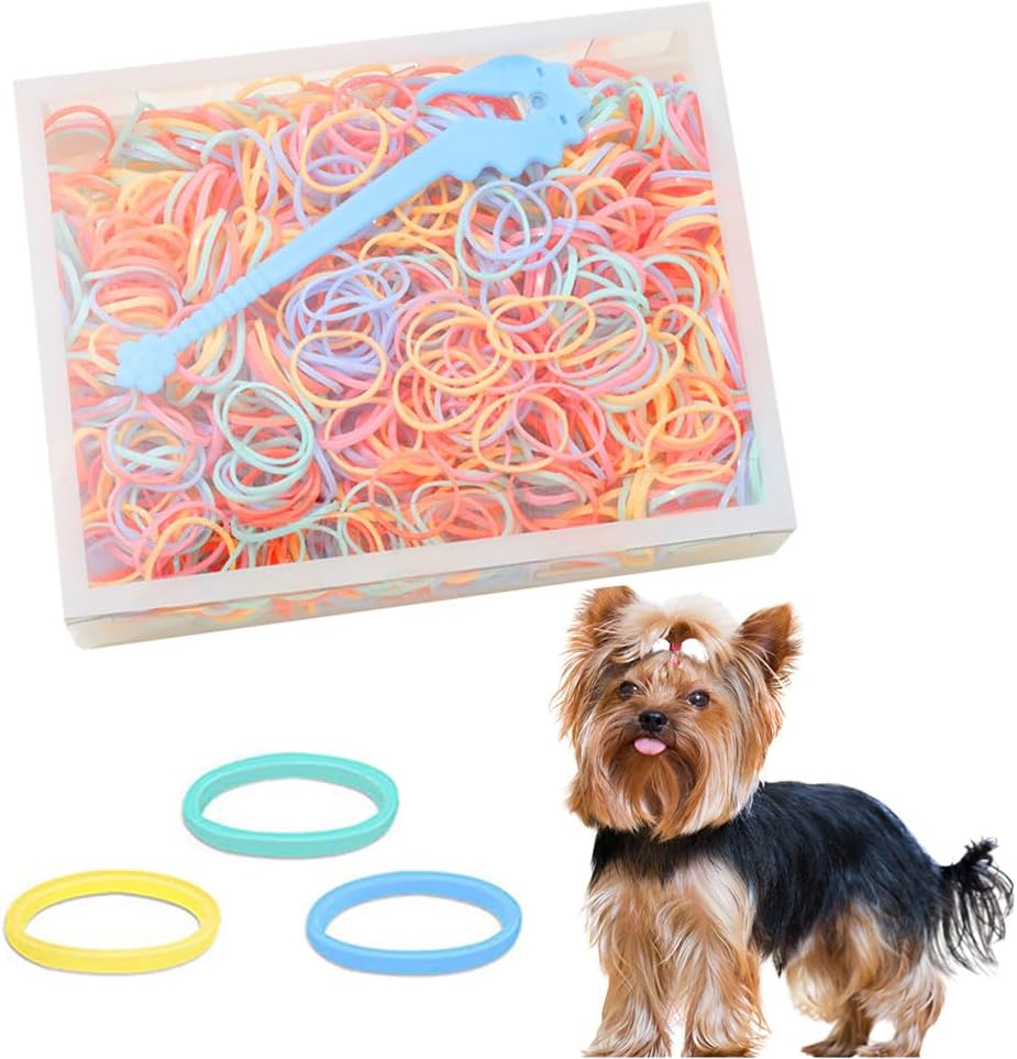1000PC Hair Gummies, Dog Elastic Bands Bundles, Mini Small Hair Ties, Dog Hair Accessories, with Hair Band Cutter, Beauty Accessories 2