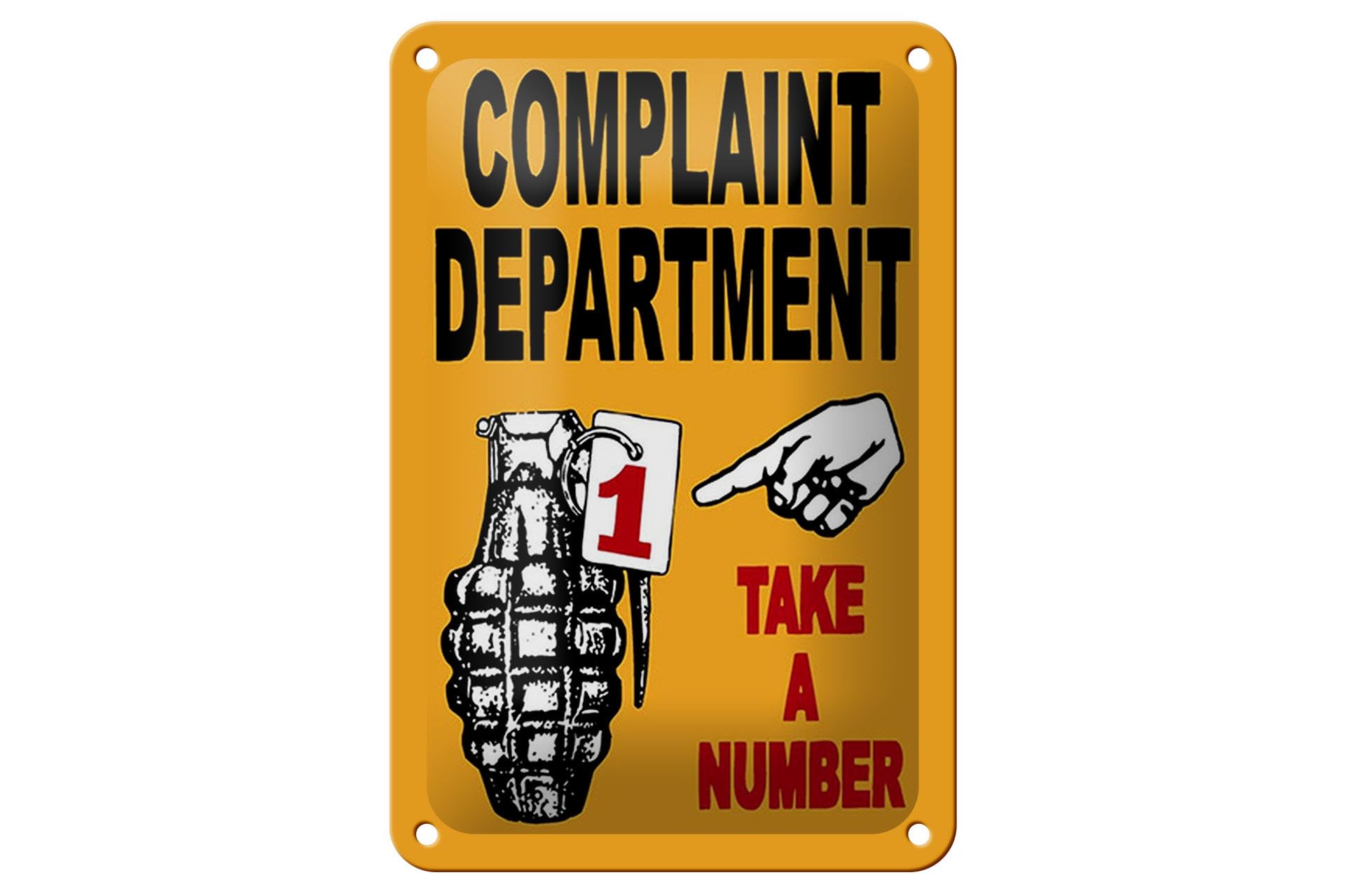 Femer Girls Multicoloured Tin Sign With Saying 12 X 18 Cm Complaint Department Take Number Decorative Sign