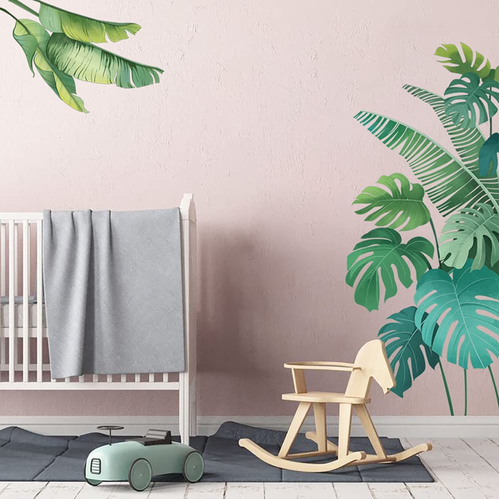Adesivi Murali Foglie Tropicali Giungla | 30 Pezzi Vinile | Decorazione Parete Camera, Cucina, Soggiorno | Facili Da Applicare - 2