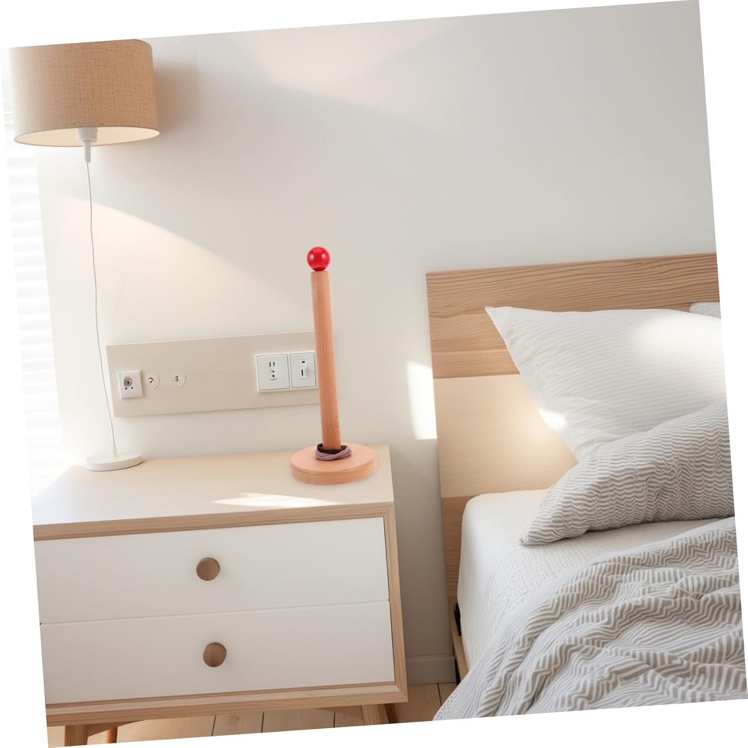 Barber Tool Rack，Hairdressing Scissors Holder，Wooden Hair Tie Band Storage Rack Rope Organizer Scrunchies Holder Stand Desktop Rustic Style