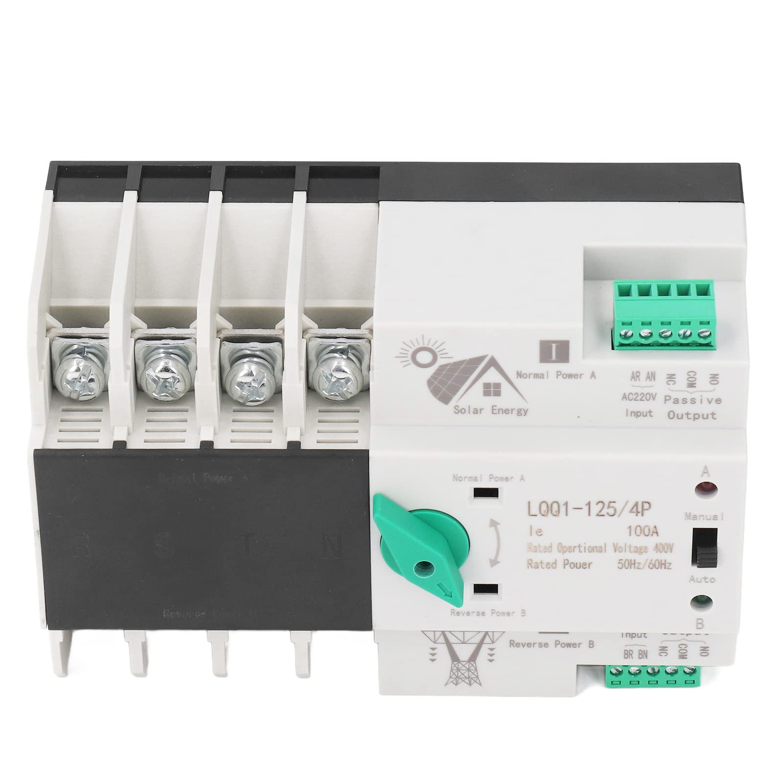 Interruptor Transferencia Automática 100A 4P 400V con Doble Fuente Alimentación para Solar PV Industrial y Uso Doméstico