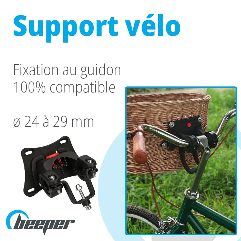 Panier pour vélos & trottinettes en métal Blanc, Noir, résine tressée, Tissu - Beeper