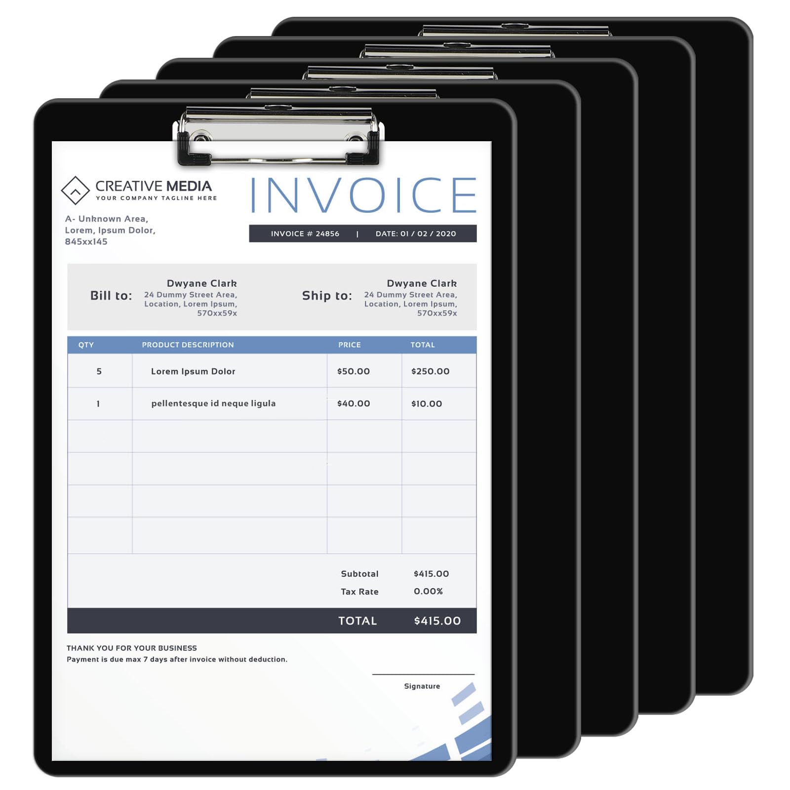 Portablocco A4 Con Clip 5 Pezzi | Per Ufficio, Scuola E Casa - Clip In Metallo Gommata - Foto 4