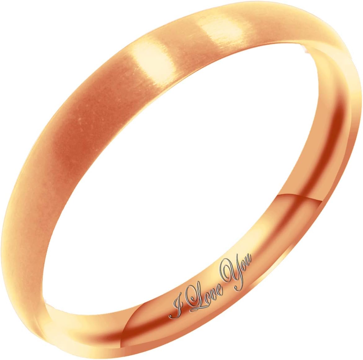 Everstone Women's Matte & Brushed 3MM & 5MM & 7MM Dome Promise Ring Wedding Bands Titanium Ring Color: Rose Gold Engraved I Love You