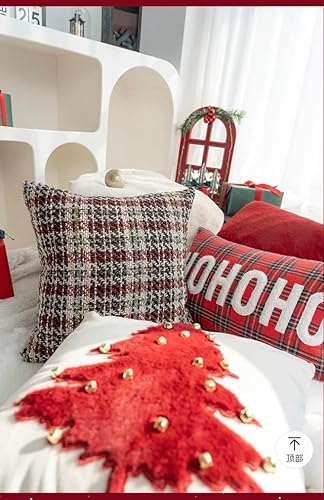 Miniatura 7 de Lently Funda de cojín bordada decorativa navideña (copo de nieve E_ 18 x 18 pulgadas)