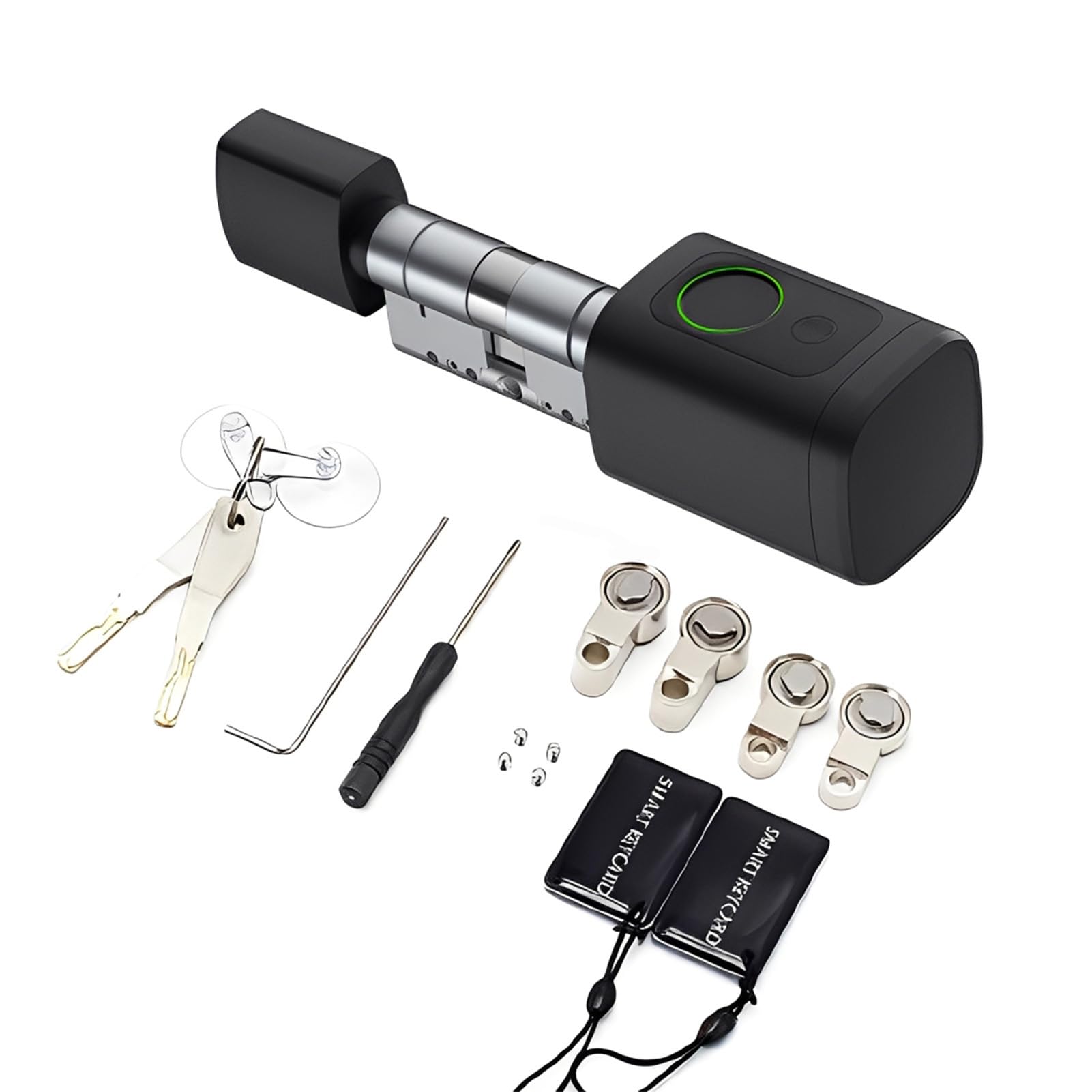 Zambuph Home Security with 2-in-1 Smart Password Fingerprint Cylinder Lock Compatible with Various Doors 2-in-1 Smart Password Fingerprint Door Lock Cylinder, Black