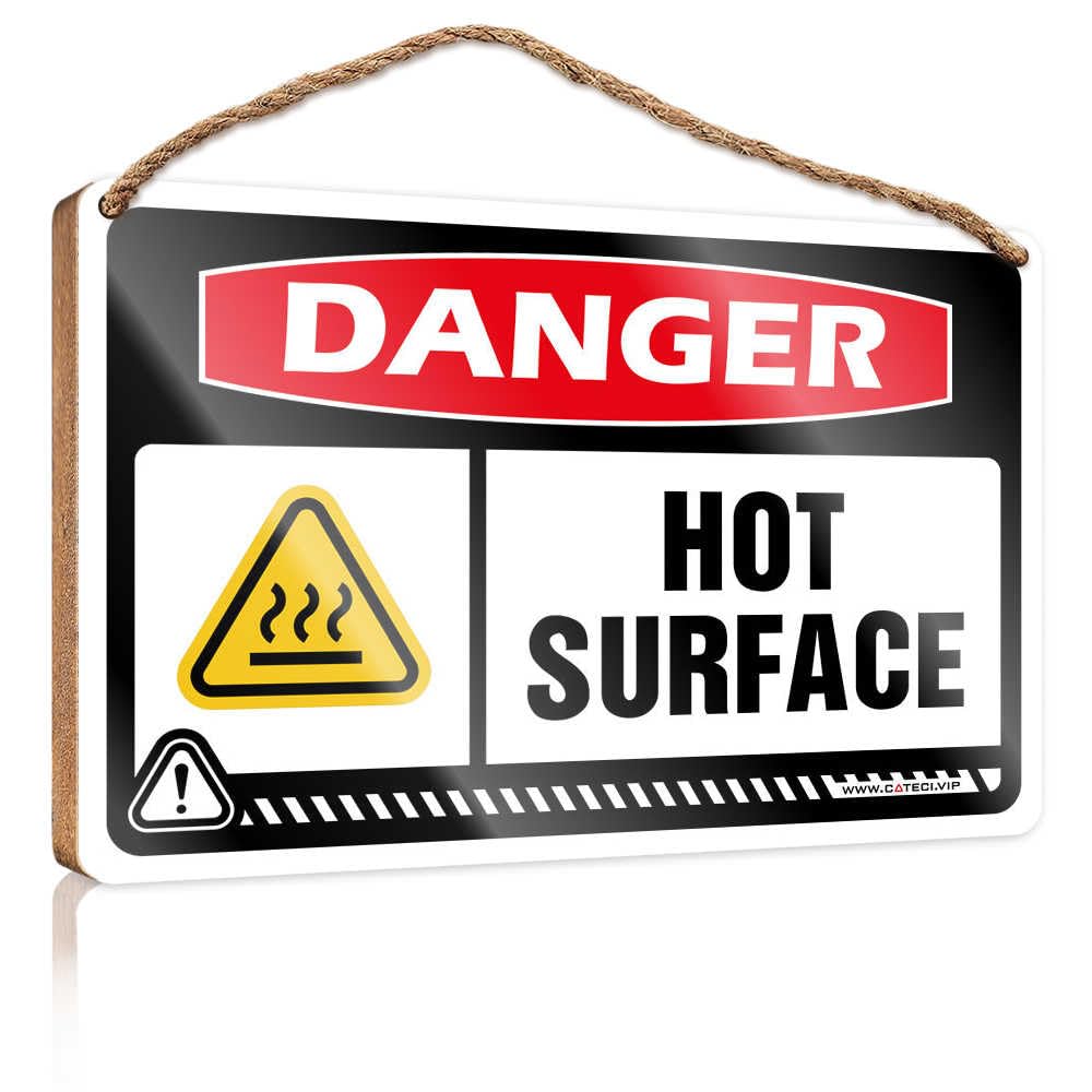 HMQW Vintage Bathroom Sign Danger Hot Surface Wooden Sign Hanging Decor Outdoor Porch Man Cave Furniture(23X35CM)