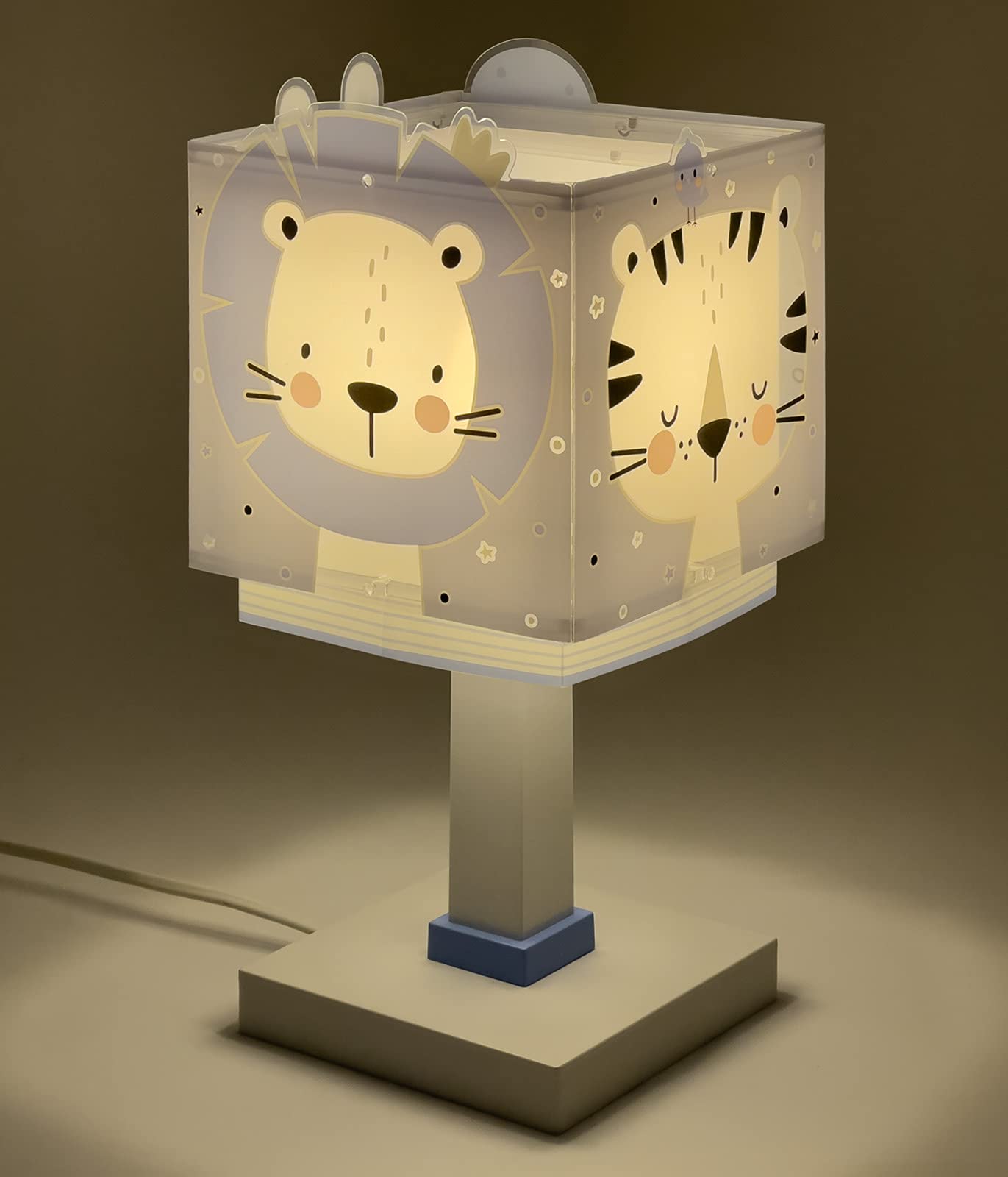 Dalber Lampe De Chevet Enfant Baby Jungle Animaux Tigre Lion Ours Lapin Bleu 63111T, E14