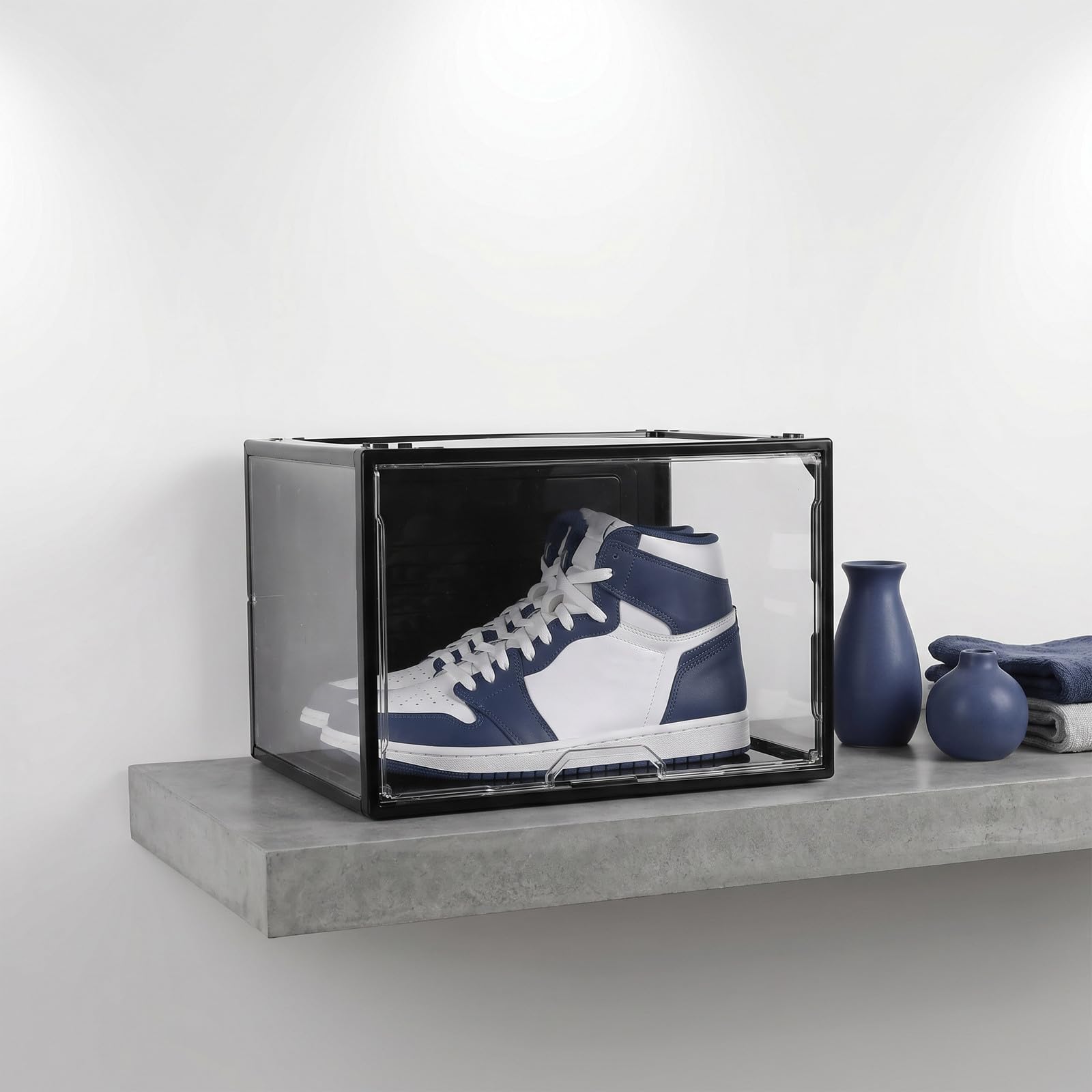 Caja Estructura Apilable de Acrílico Transparente para Zapatos con Apertura Lateral, Resistente Compresión y Diseño Cristalino para Organizar Botas y Zapatillas Armario o Entrada