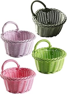 FELTECHELECTR 4pcs Easter Basket Home Storage Basket Multi-function Woven Basket Fruits Basket Kitchen Woven Basket Balcony Flower Basket Desk Topper Plant Pot Imitation Rattan Plastic