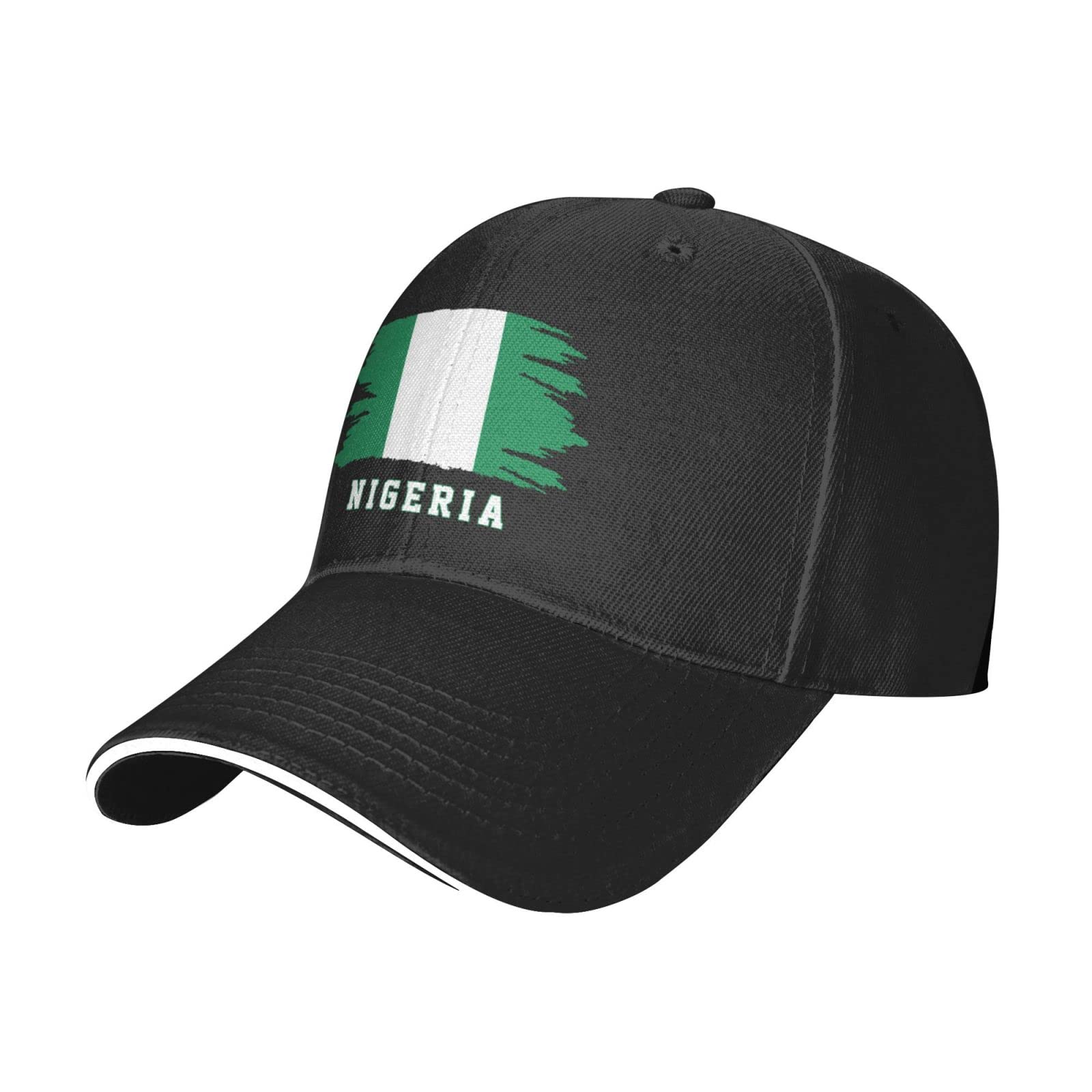 LOUJIN Nigeria Flag Baseball Cap Breathable Adjustable Sports Cap Summer Sun Hat Black for Women Men