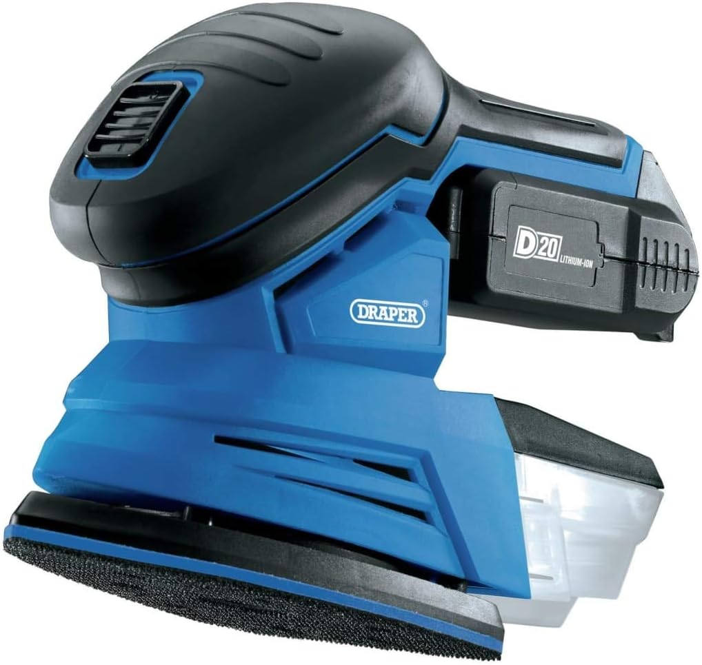 Draper D20 TRI-Base Sander Set 00608 D20 20V Tri-Base Detail Sander, 1 x 2.0Ah Battery, 1 x Charger
