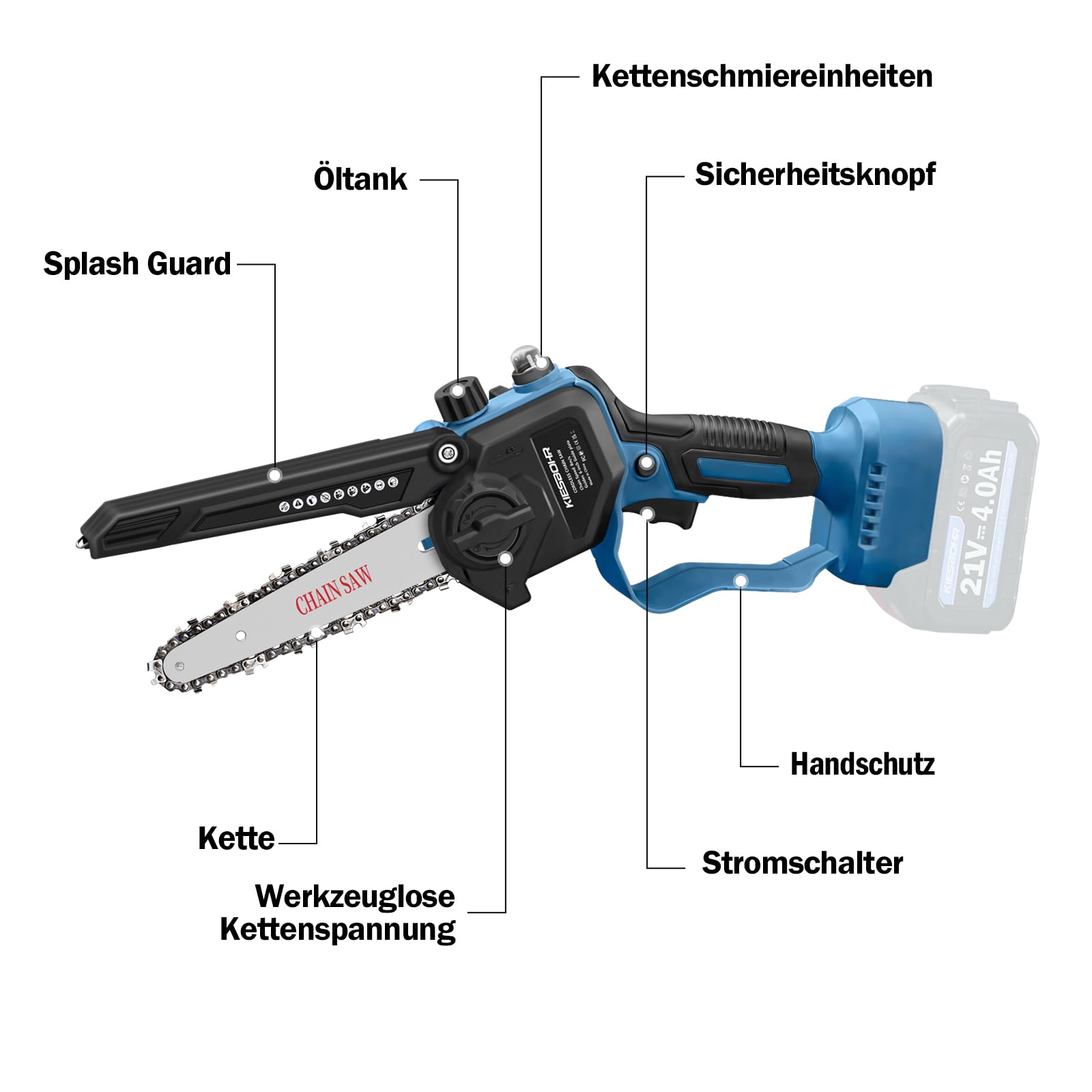 KIESBOHR CS001 20 cm borstelloze accu-kettingzaag met