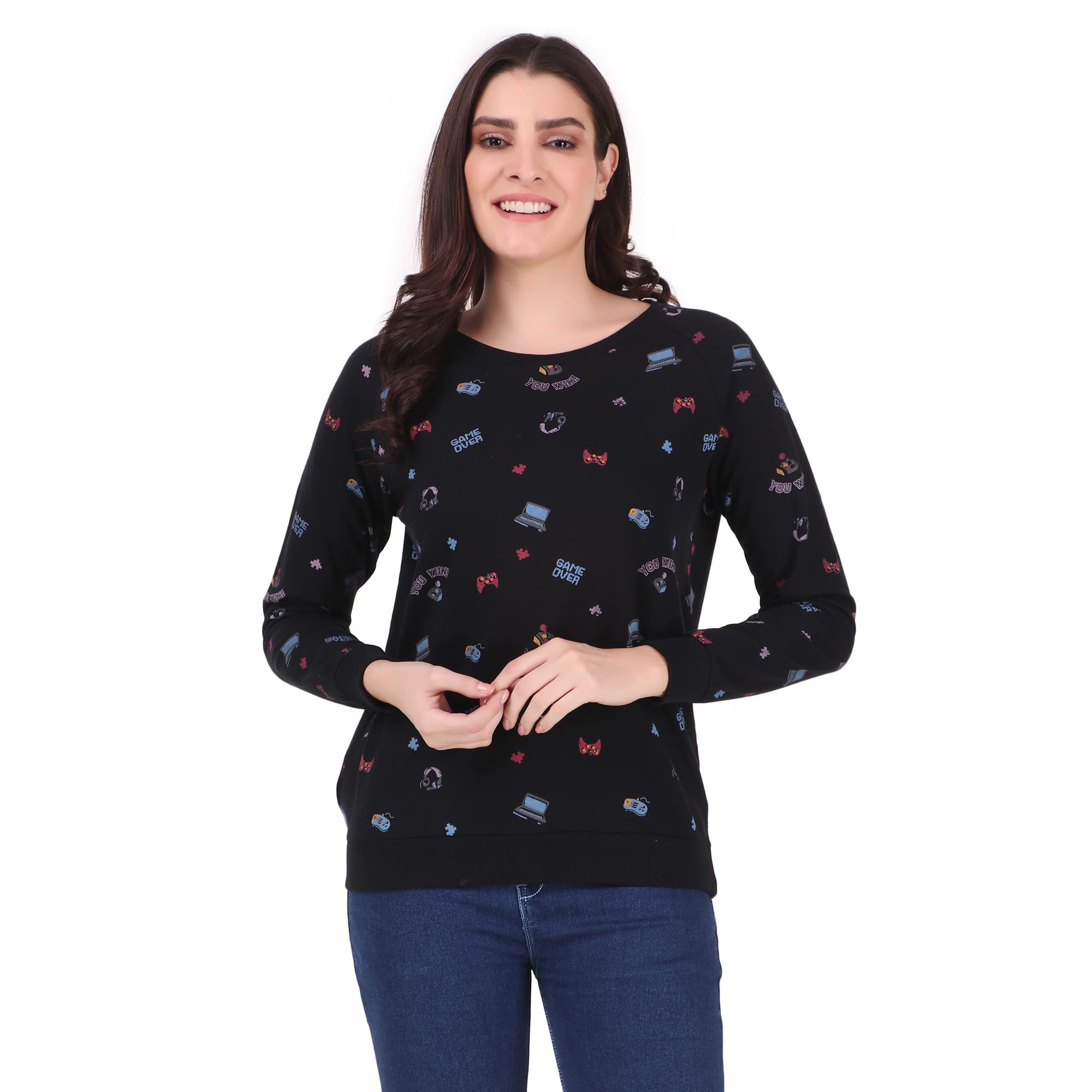 Stories.Label Cotton Sweatshirt for Women in 300 GSM Fabric with Ribbed Details Includes Plus Sizes (S-5XL)-picture-49