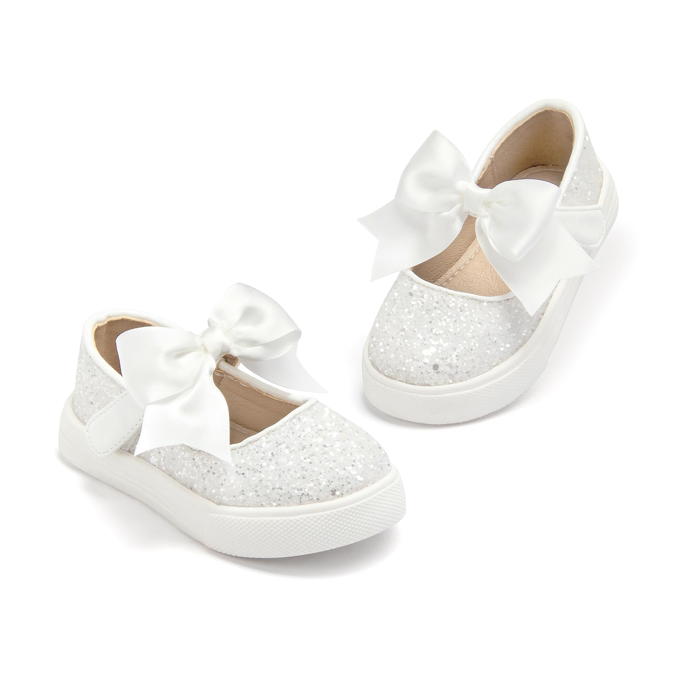 THEE BRON Toddler Sneakers Girls Glitter Dress Shoes with Hook and Loop