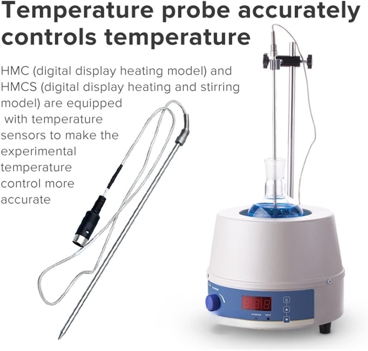 Manto de calefacción con agitador magnético digital, equipo de laboratorio de 1000 ml con regulador térmico (HM 1000 ml)