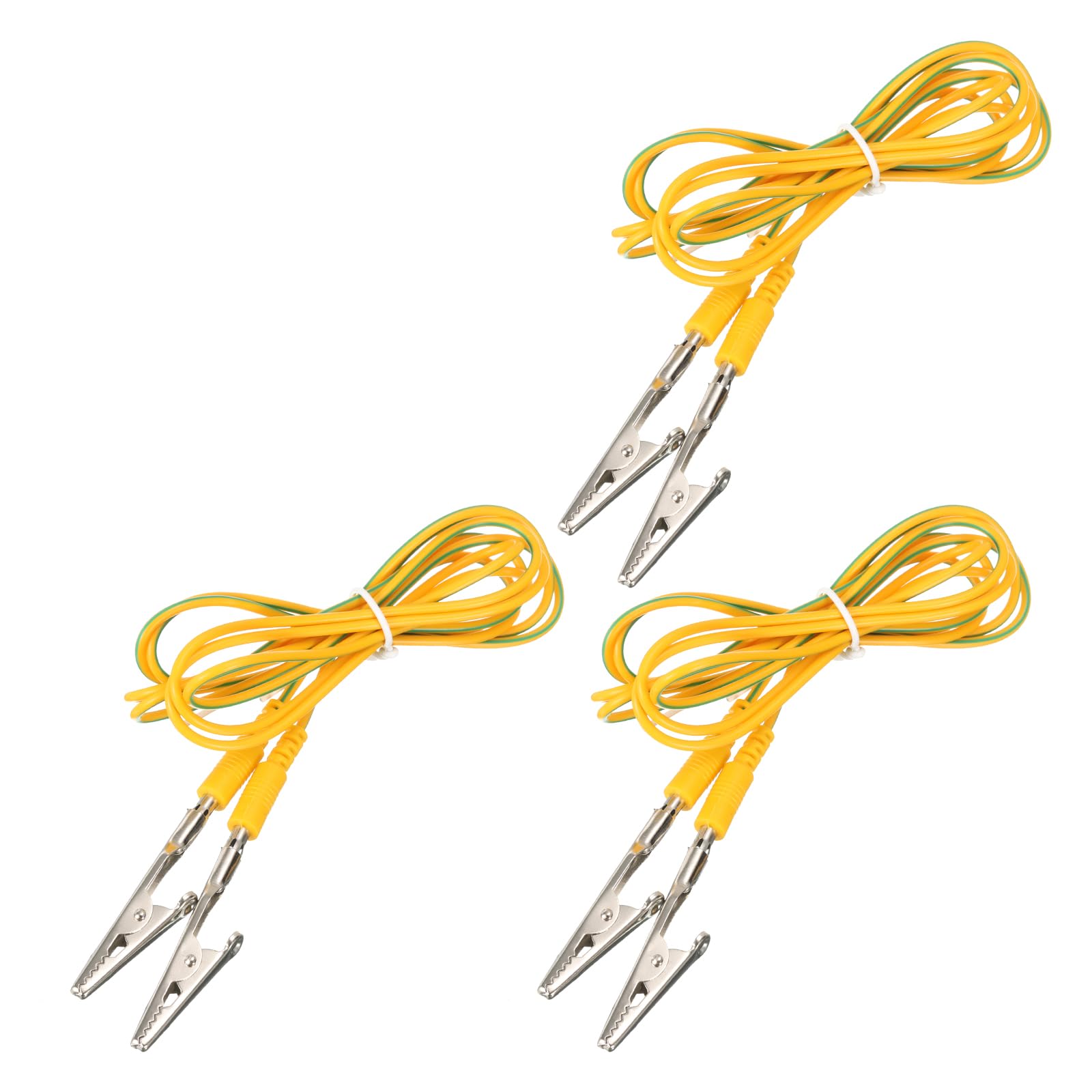 QUARKZMAN Kabel uziemiający Esd z klipsem krokodyla, długość 180 cm / 70,87", antystatyczny kabel uziemiający eliminuje elektrostatyczność przewodników, 3 sztuki (żółty, zielony)