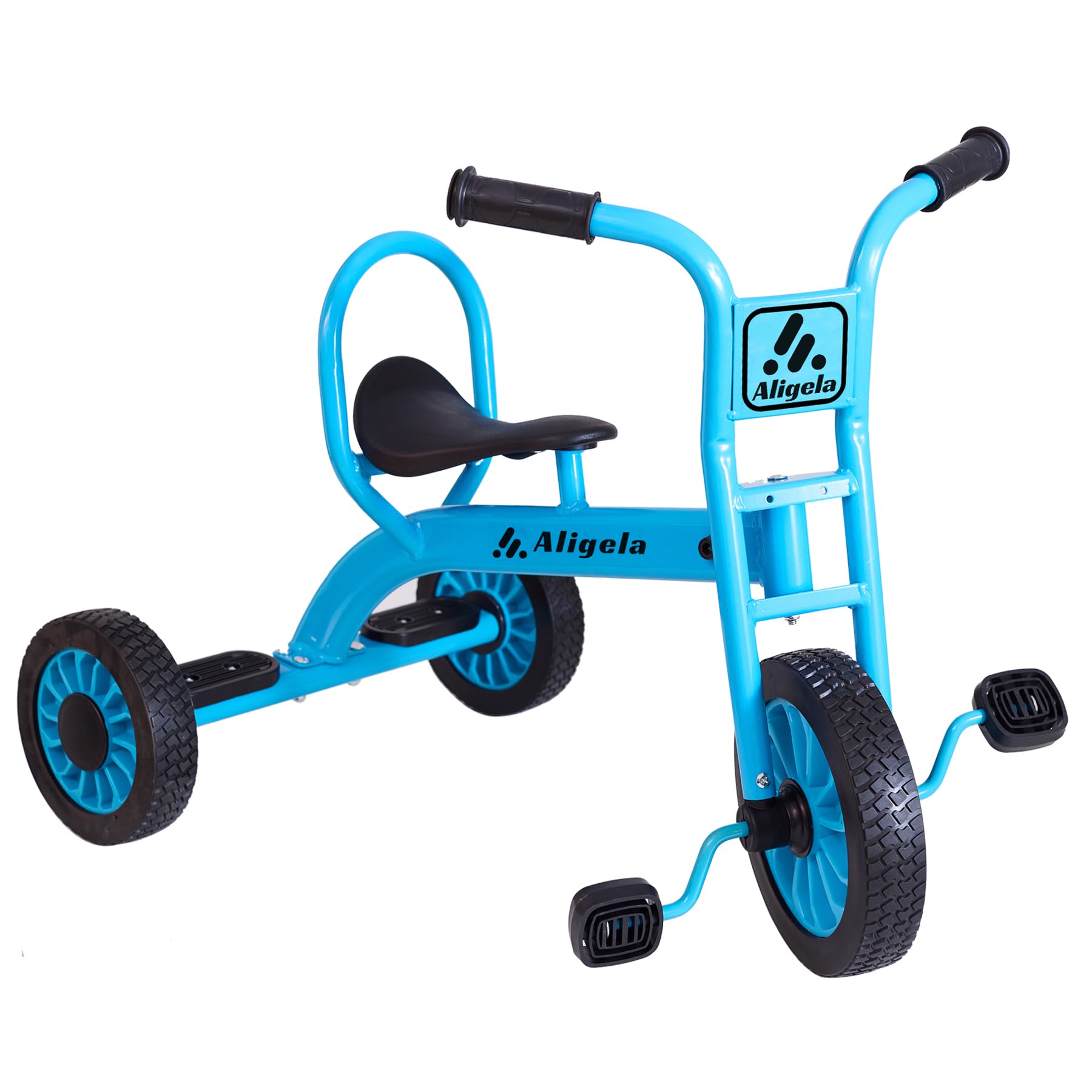 Aligela Tricycle For Kids Age 3 To 5,Preschool 3 Wheel Trikes For 3-5 Year Olds, Sturdy Carbon Metal Frame, Non-Slip Rubber Wheels, Heavy Duty Nursery Schools Outdoor Bicycle, Blue