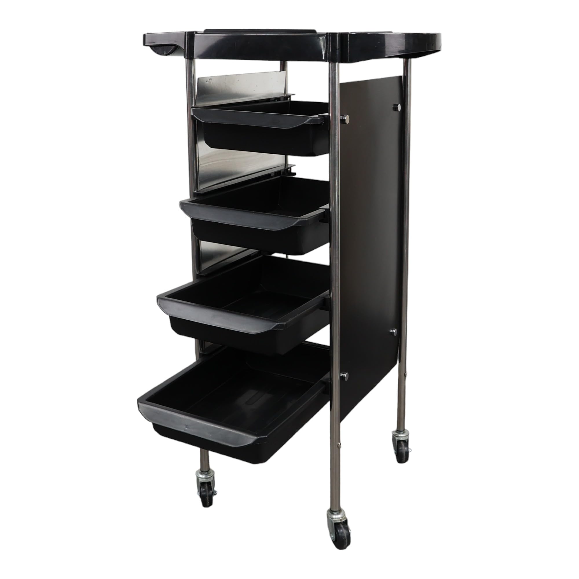 Eson Trolley on Wheel, Beauty Storage Trolley with Drawers,Hairdresser Multi-Function Trolley, Barber Hair Trolly, Salon Spa Storage Cart,Tray, Hair Dryer Holder (Open Design 52x93cm)