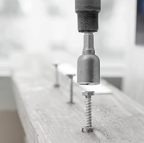 Miniatura 10 de Juego de brocas de tuerca de vástago hexagonal, 14 x 65 x 516 pulgadas, broca hexagonal magnética, tuerca de cambio rápido, adaptador de