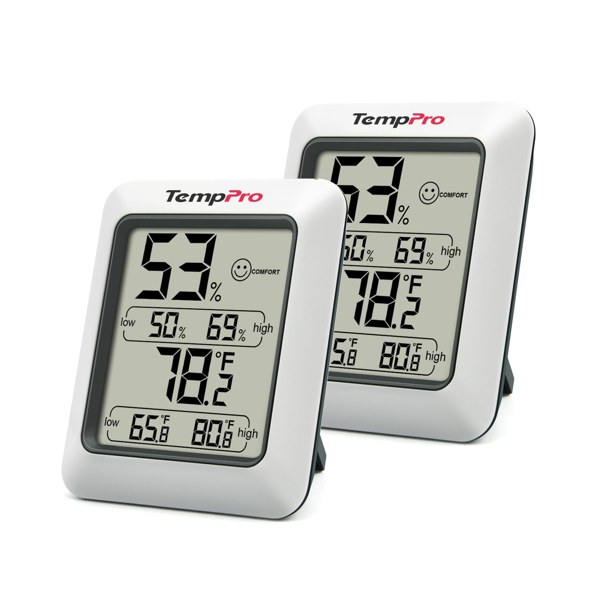 TempPro TP50 2 Pieces Digital Hygrometer Indoor Thermometer Room Thermometer and Humidity Gauge with Temperature Humidity Monitor(Previously ThermoPro)