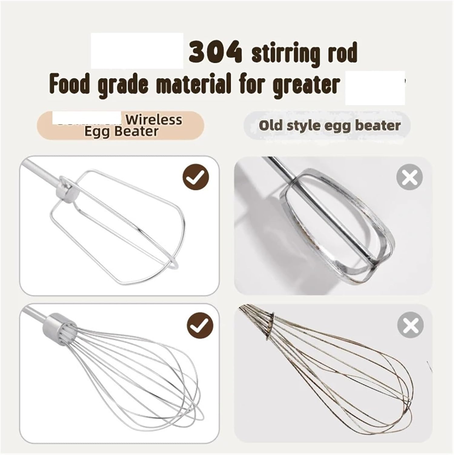 Fit for Wireless Handheld Electric Mixer - 200W Egg Beater & Cream Whipper with 7 Speeds - Style