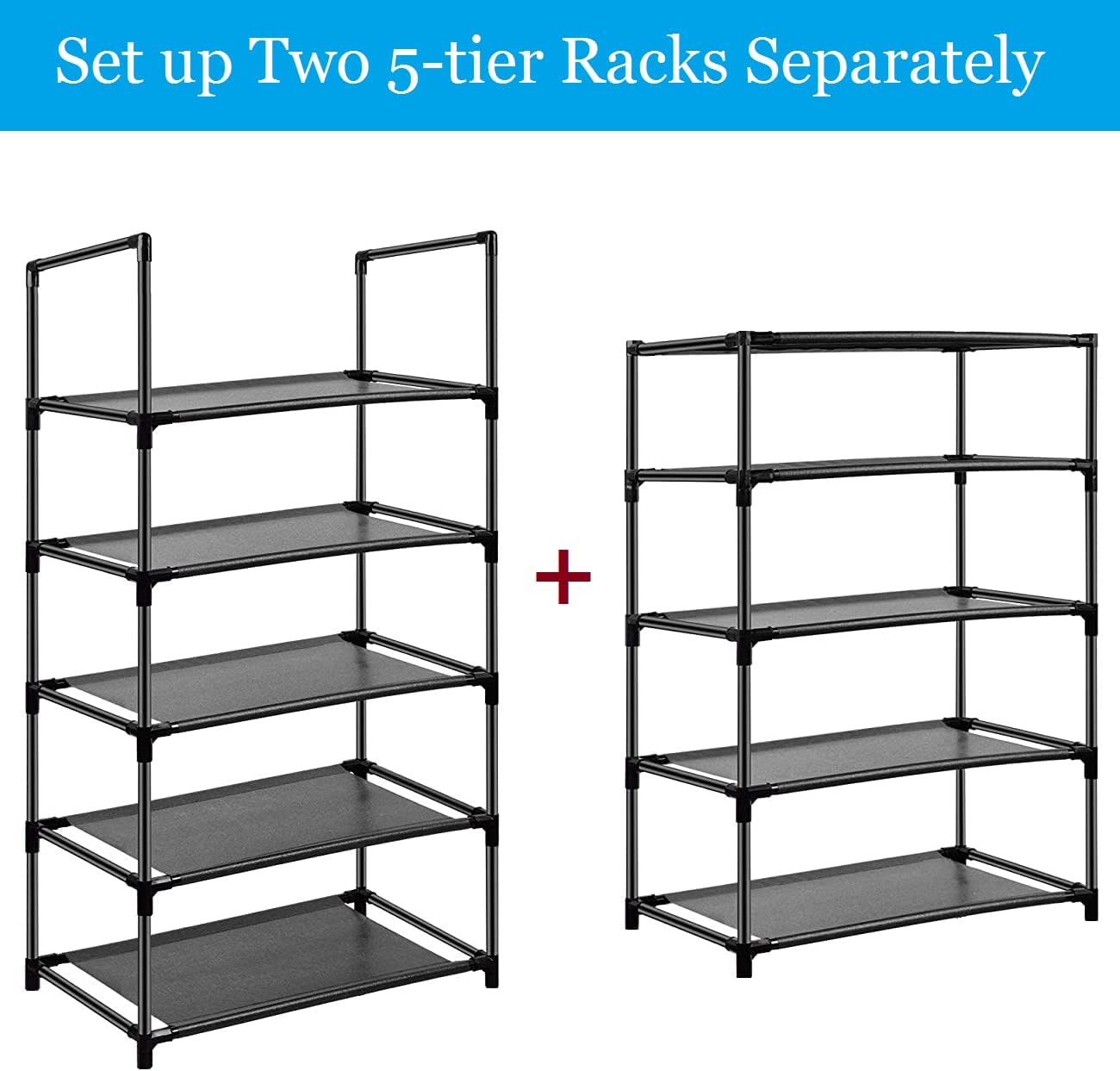 10 Tier Metal Shoe Rack for Entryway, Closet, Bedroom, Narrow Tall Shelf Organizer for Space Saving Storage, Hold 18-22 Pairs of Shoes, Easy Assembly