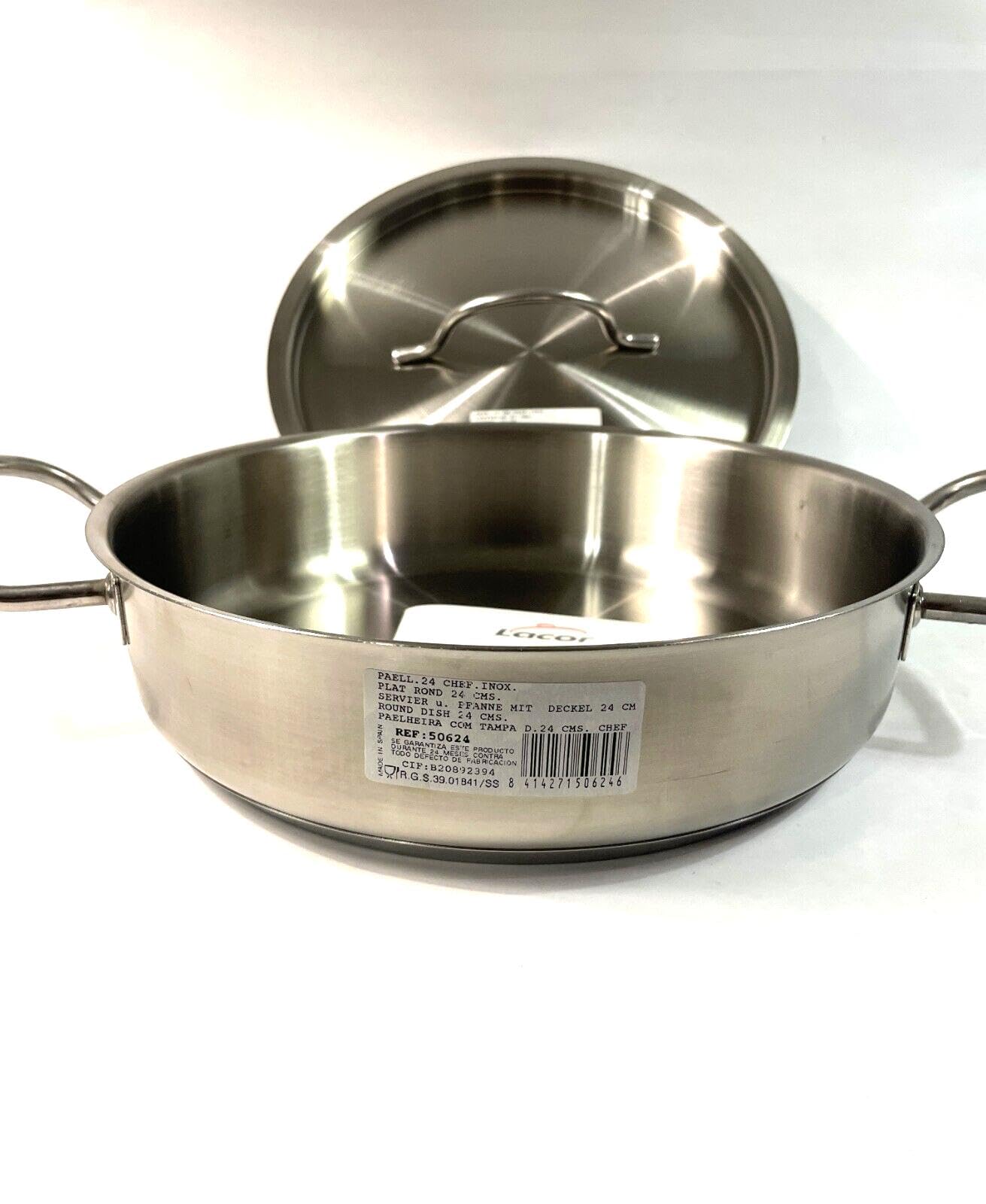 PHUOC LOC THO for Lacor Classic Chef 24 cm - 9.4 Round Pan 18/10 Stainless Steel with Lid - 50624