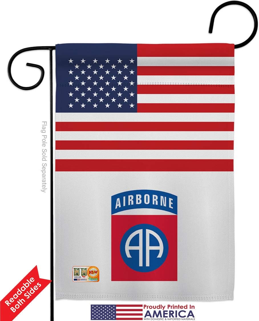 US 82nd Airborne Garden Flag Set Wall Holder Armed Forces Army Rangers United State American Military Veteran Retire Official Small Gift Yard House Banner Double-Sided Made In USA 13 X 18.5