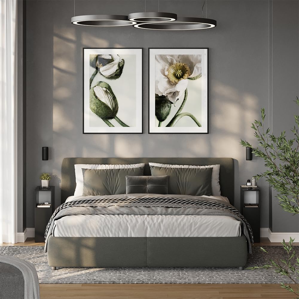 Vicco Comodino camera da letto Enton, Nero, 20 x 59.5 cm con 1 porta, adatto come superficie d'appoggio accanto al letto