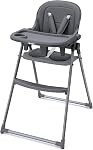 Babilous Chaise haute pliable, Chaises hautes pour bébés et tout-petits, Chaise à manger et chaise à manger avec plateau réglable et 5 Harnais point pour bébé, gris