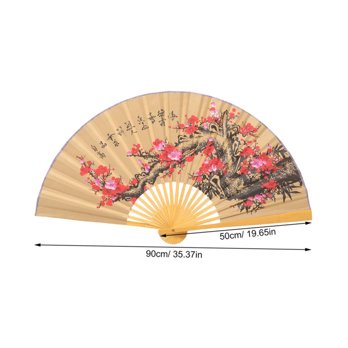 2 Stück Großer Papierfächer im Chinesischen Stil mit Blumenmuster Traditionelle Wanddekoration aus Papier und Holz für Feierlichkeiten und Hochzeitsatmosphäre