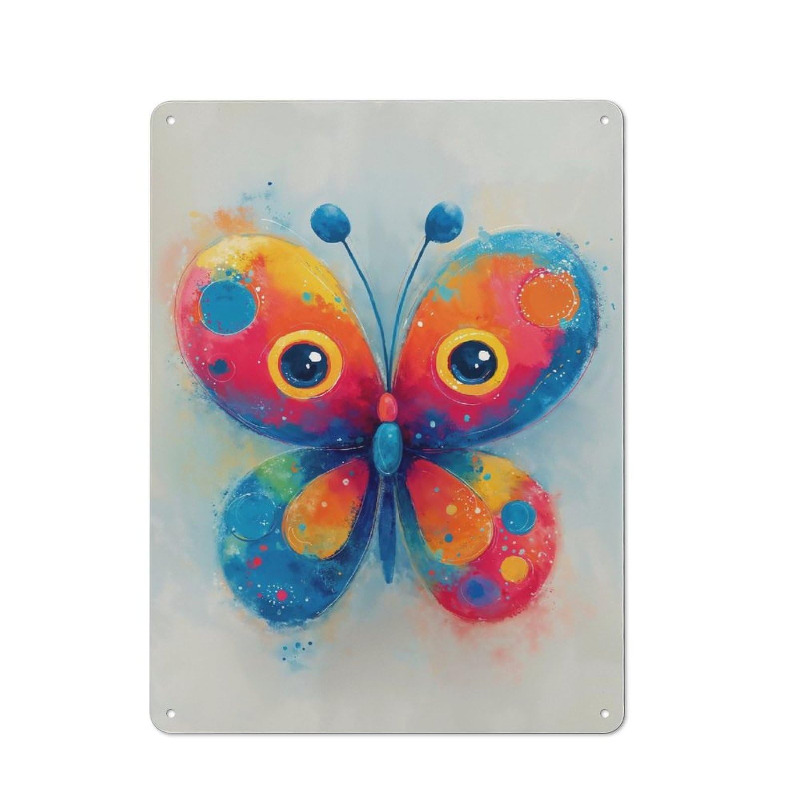 Junmoney Style-21 Colorful Watercolor Butterfly Illustration Vintage Metal Sign 40X30cm For Living Room Wall, Gift For Home Wall Decor Collectors During The Christmas Season