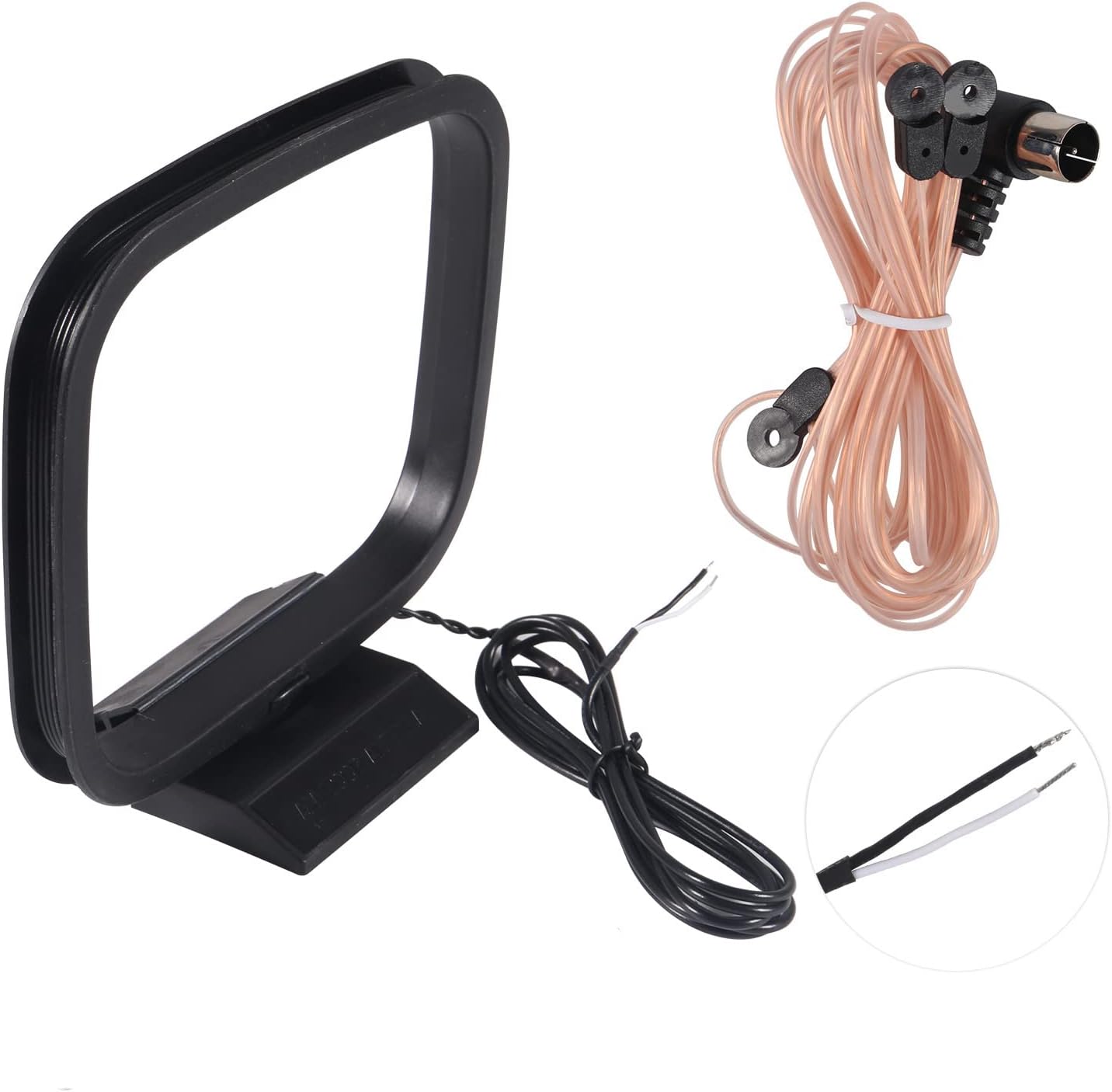 FM Antenna Dipole AM Loop Antenna with 2 Pin Bare Wire Radio Antenna Indoor 75 Ohm with F Type Male Connector for Stereo Receiver for Indoor Radio Audio Home Natural Sound Theater Receiver