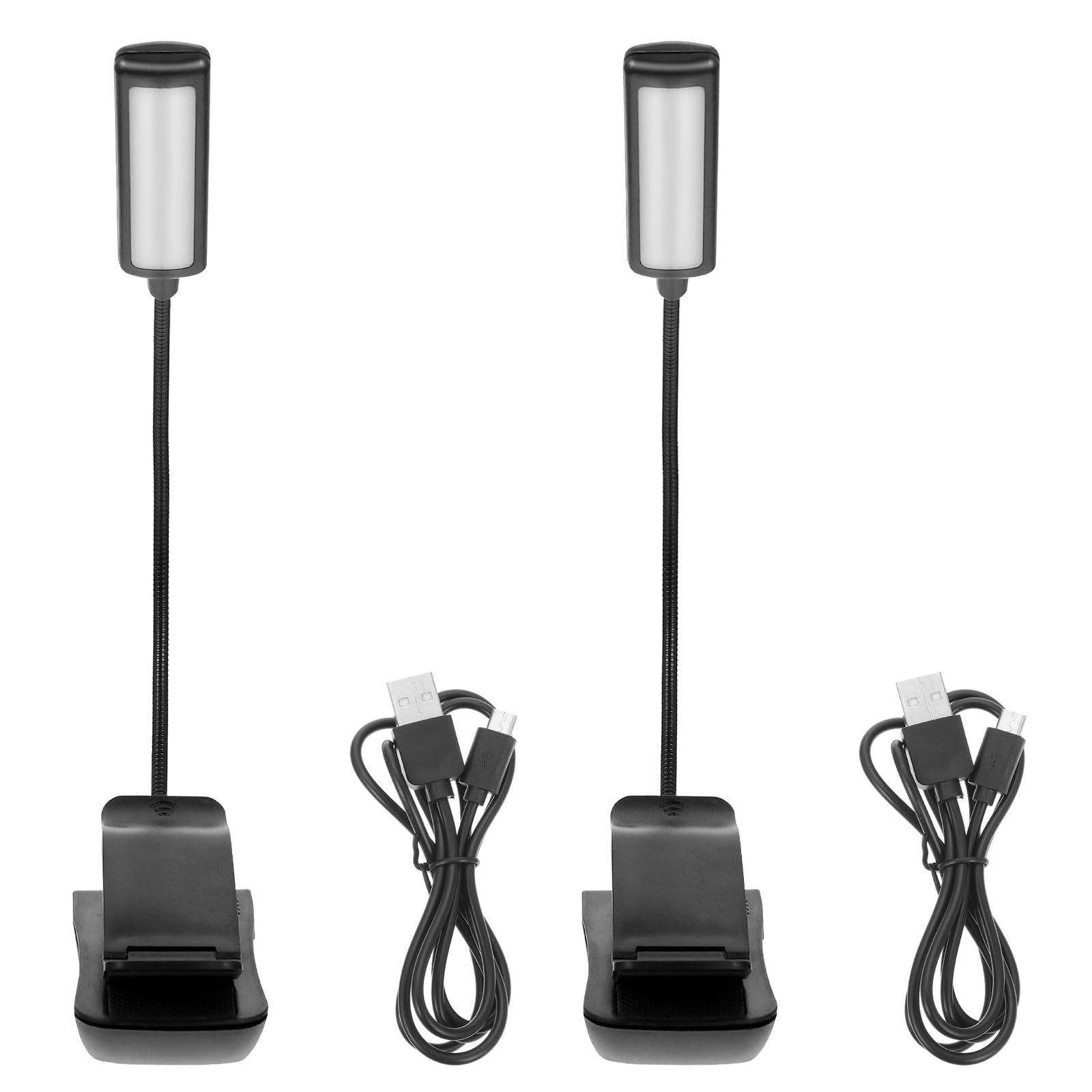 LABRIMP Lampe LED Réglable à Pince Noire pour Lecture Musicale, Design Stable en Plastique, Lot de 2 Sets, pour Pupitre et Partition