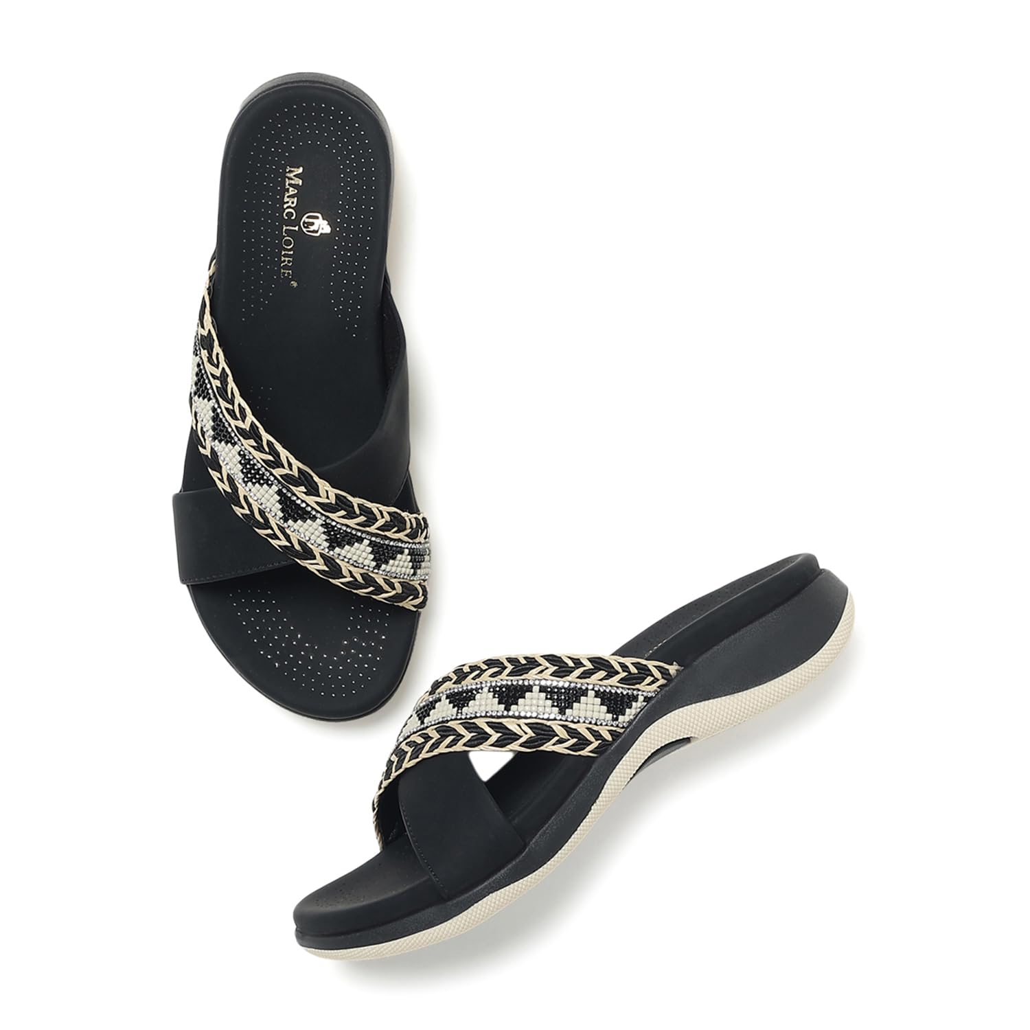 Western Embellished Flatform Heels for Women| Round Toe Fashion Sandal with PU Sole| Casual Party Footwear for Woman-image-46