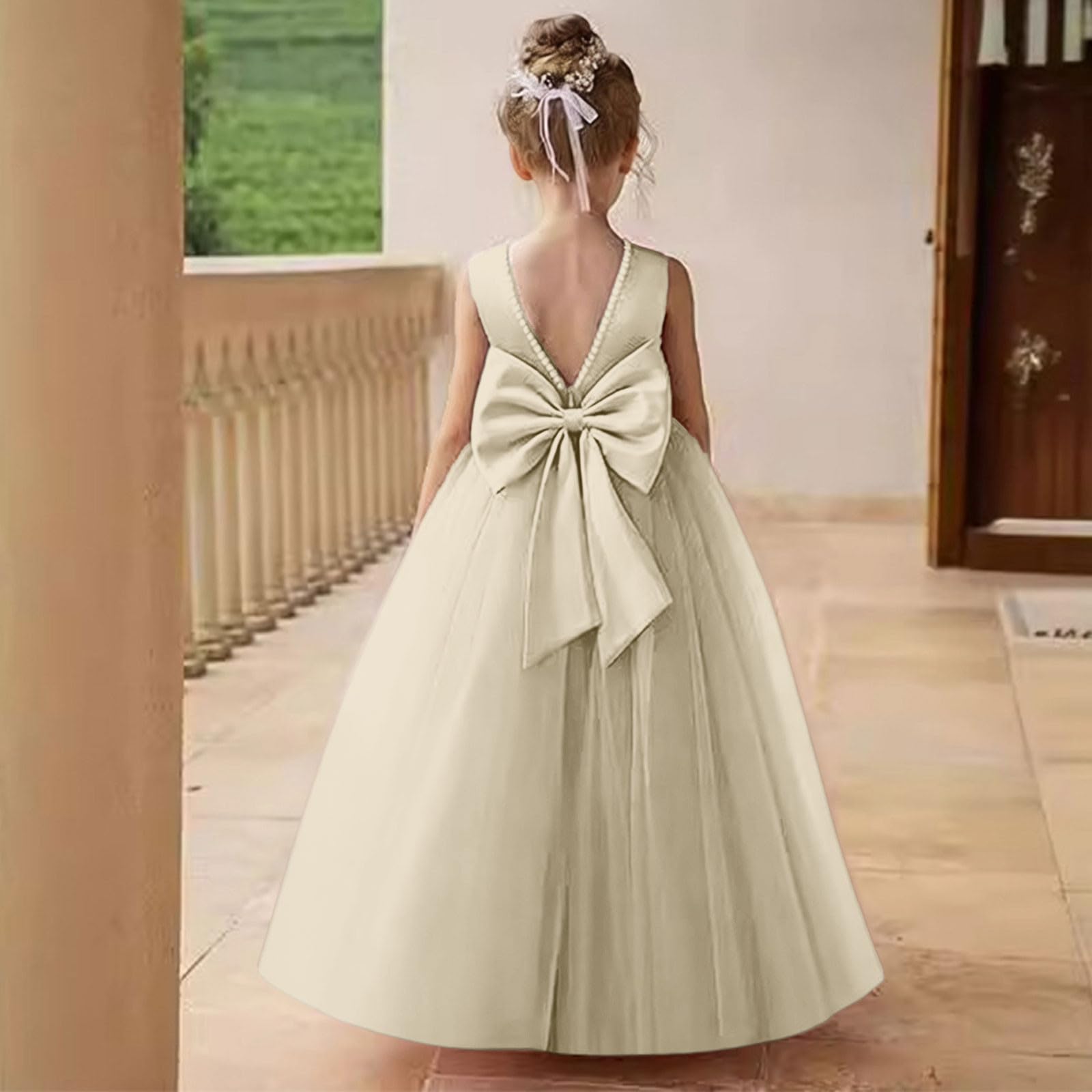 Generisch Abito elegante per ragazze, occasioni festive, matrimonio, compleanno, festa, con fiocco