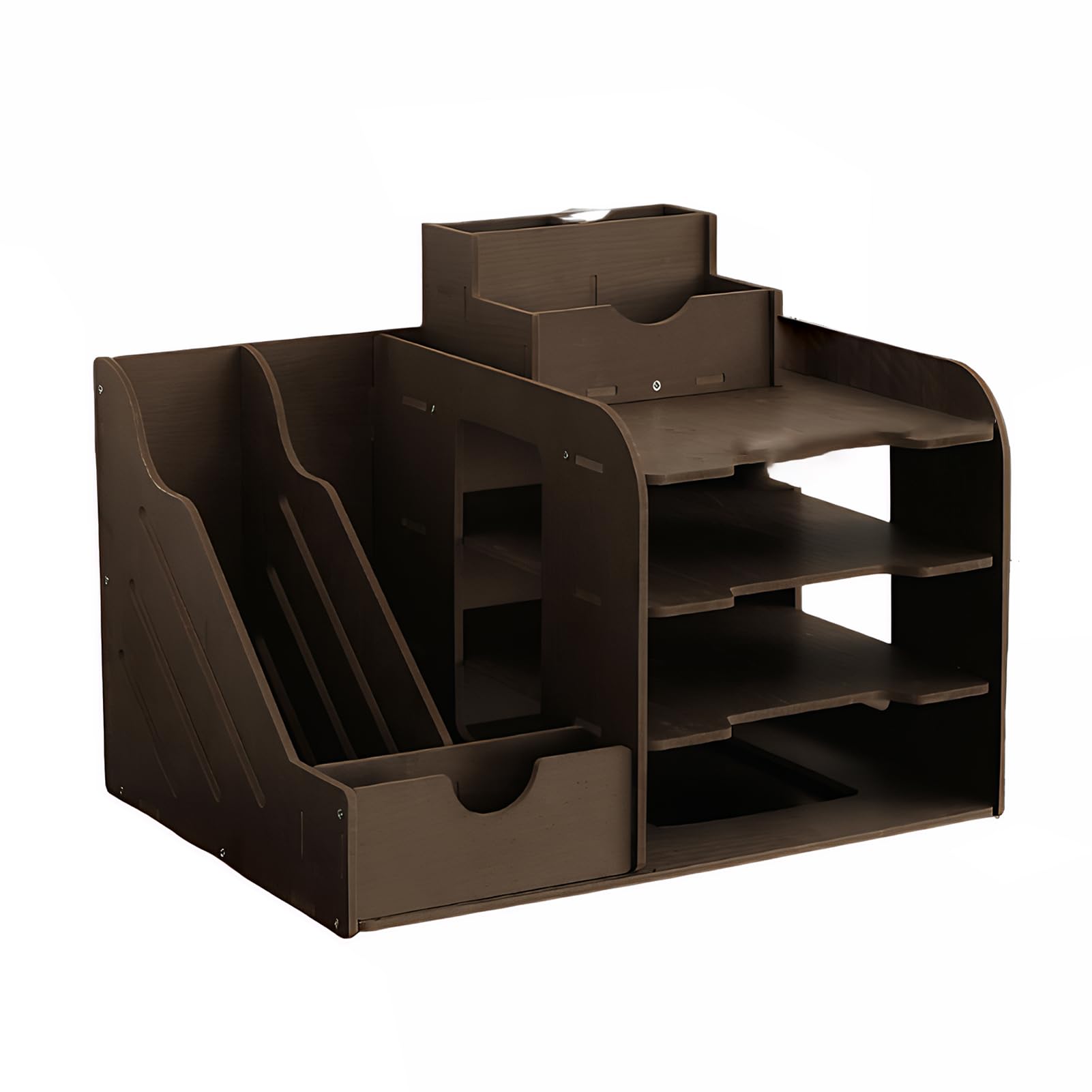 Zambuph Stationery Organizer Office Product With File Holder And Drawers Storage Teacher Supplies Deals Desk Organiser Drawers, Black walnut, 4x2 File Rack
