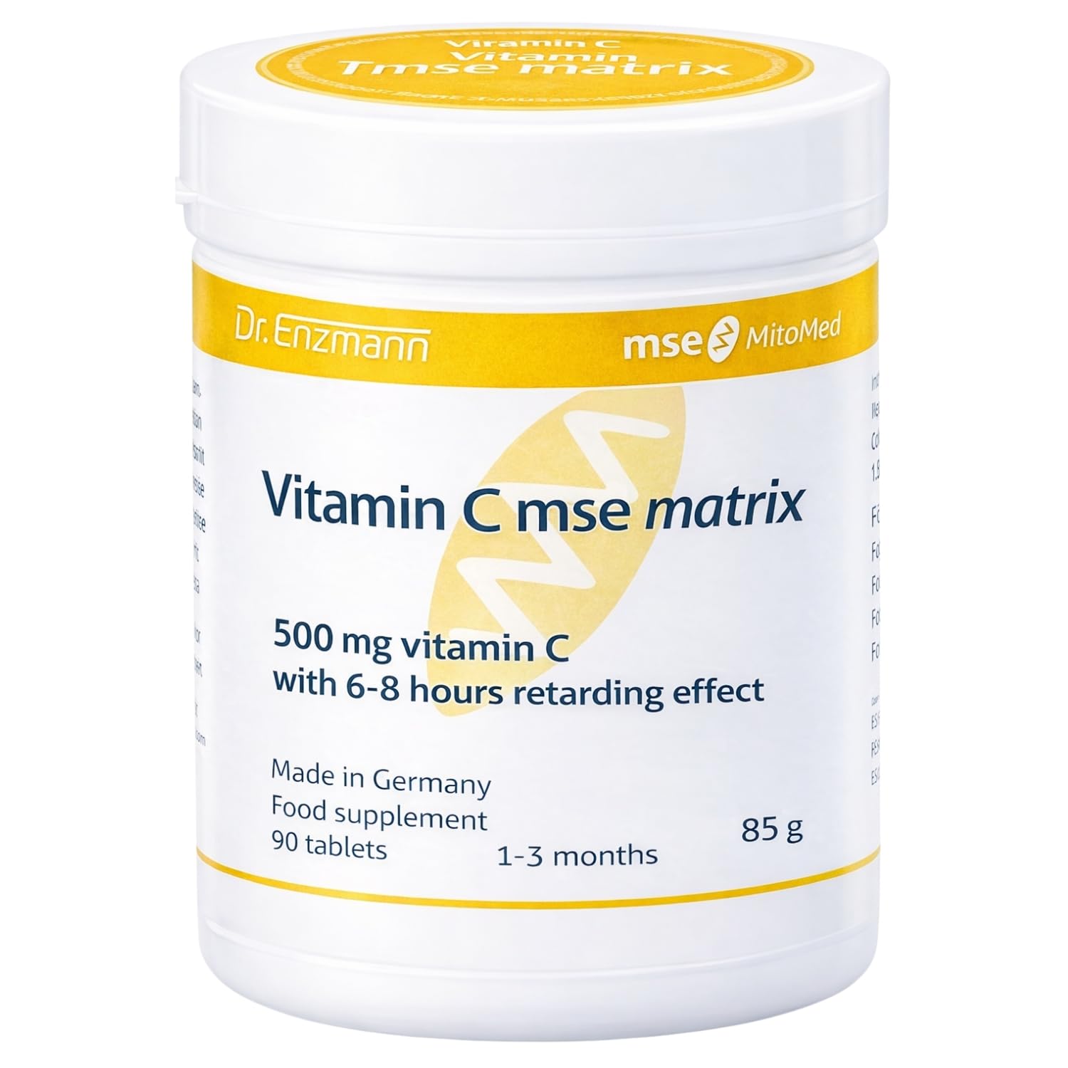 Vitamin C Matrix 500 mg Tablets - 6 to 8 Hours for Delayed Release - Food Dietary Supplement - Support Healthy Immune System - Made in Germany (90 Tablets)
