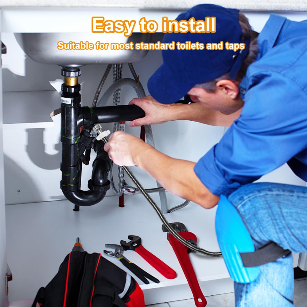 1 Pezzi Inossidabile Intrecciato Per Rubinetto G1/2, Connettore In Acciaio Inossidabile Intrecciato, G1/2-G1/2 Tubi Di Collegamento Lunghi 1.2m pour Scaldabagni, WC, Rubinetti Per Cucina E Bagno