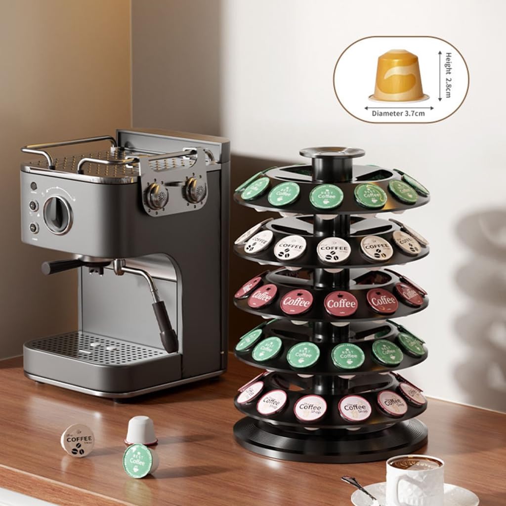 Efficiente dispenser per cialde di caffè, contiene 60 capsule per casa e ufficio