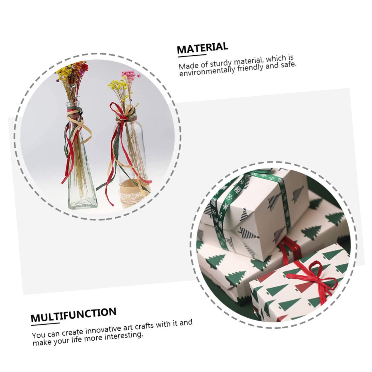 Lurrose 12rollen Natürliche Raffia-papierband Für Kreative Bastelprojekte Und Geschenkpaks Pro Rolle Rot Grün Und Naturfarben Für Weihnachten Und Hochzeiten