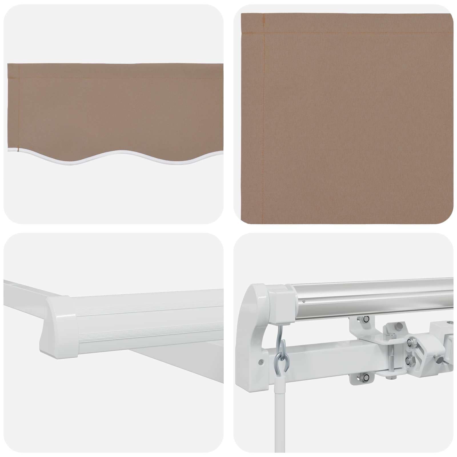 Toldo extensible, 600 x 300 cm, poliéster y aluminio | Manivela manual, tela resistente a la intemperie, marco resistente, montaje en pared, kit completo de montaje