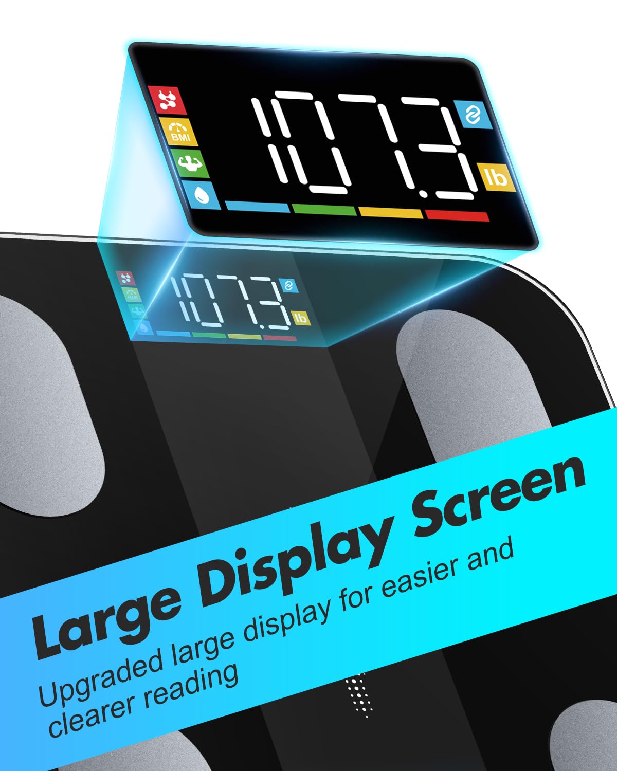 INSMART - Bilancia intelligente per peso corporeo e percentuale di grasso, bilancia accurata Bluetooth con ampio display, 16 pesate composizione corporea, bilancia da bagno sincronizzata con app
